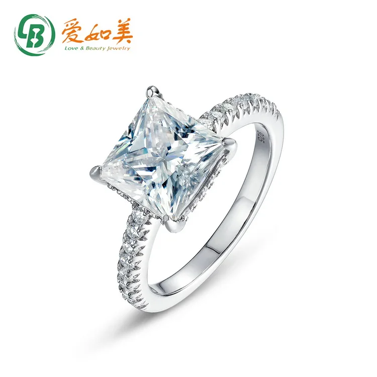 Factory Price Vintage 925 Silver Jewelry Princess Square Cut Diamond Wedding Ring 3Carat Engagement Moissanite Ring