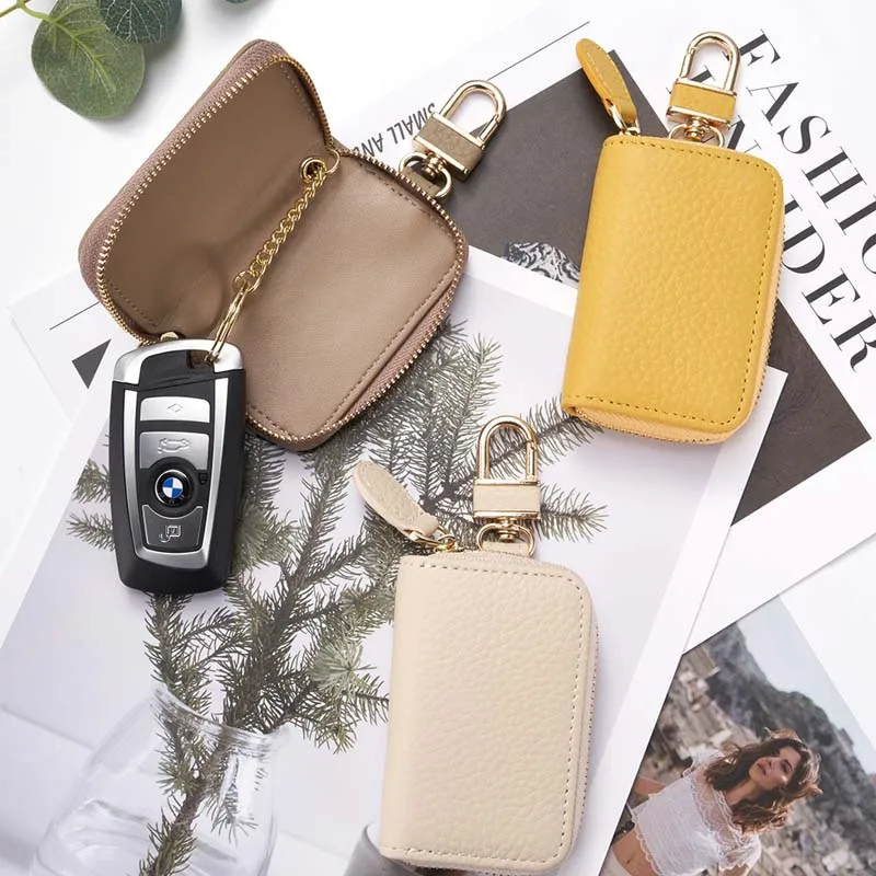 New Design 2024 Brand Custom Famous Key Pouch Full Grain Cow Leather Key Holder Custom Vintage Style Key Case
