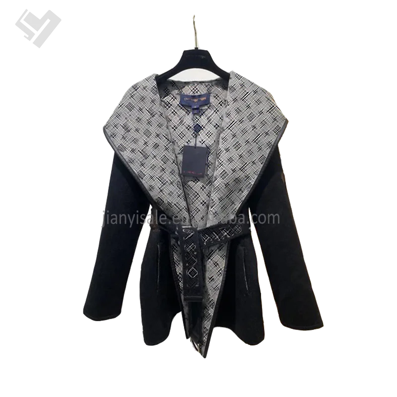 2023 New Autumn Winter Women Luxury Clothing Woolen Coat Designer Print Turn Down Collar Ladies Wool Trench Coat With Belt