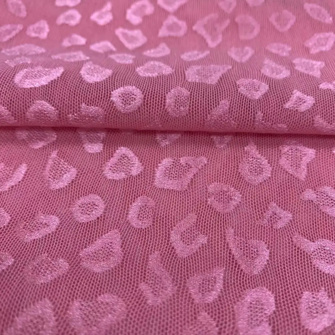 Хорошо тянущийся 30% г/м2 nylon70 % спандекс трикотажный жаккардовый сетчатый леопардовый узор для нижнего