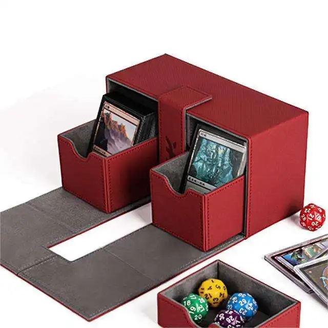 Factory Wholesale Yugioh Cards Storage Box Pu Leather Magnetic Closure Deck Box