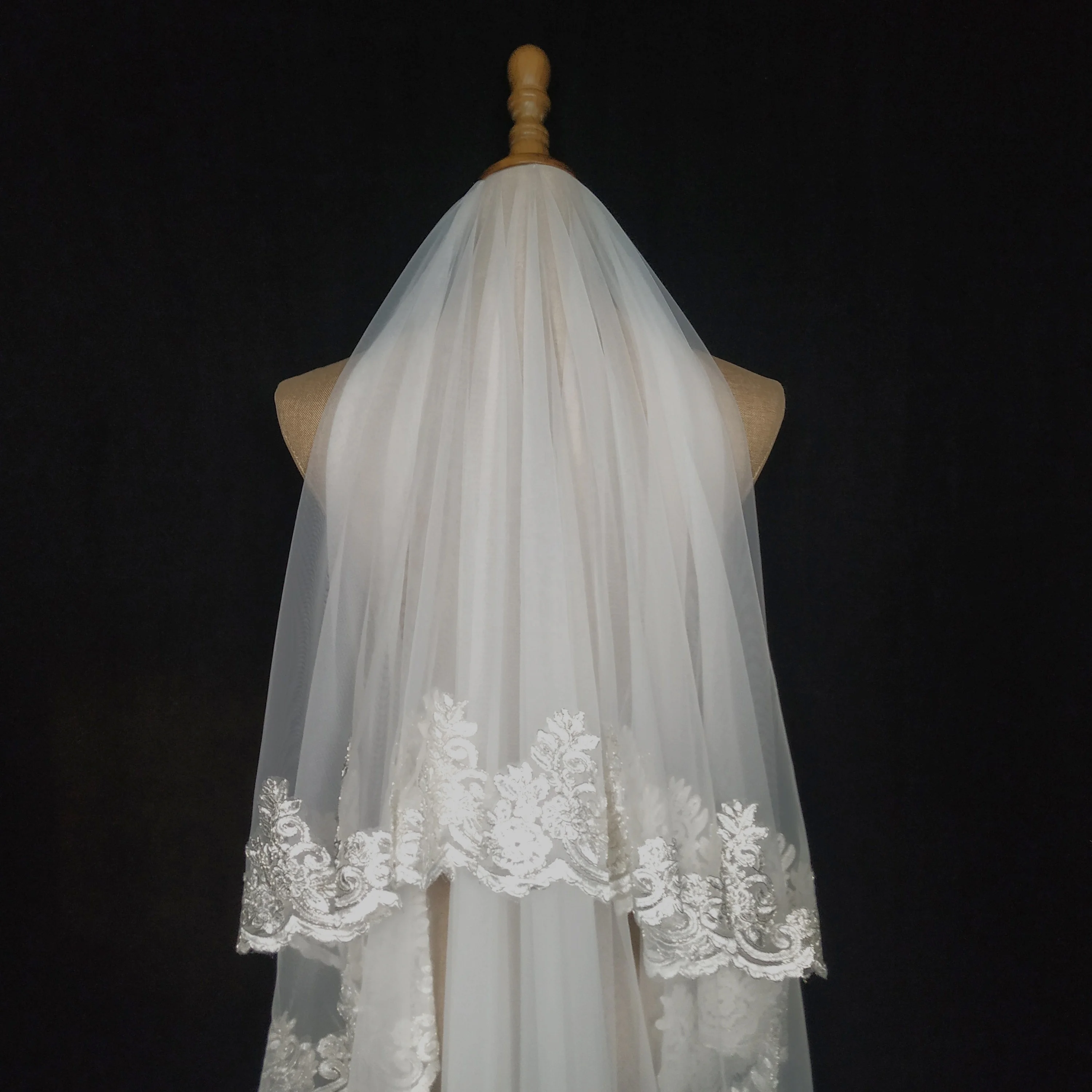 
Palace style silver lace bride veil 