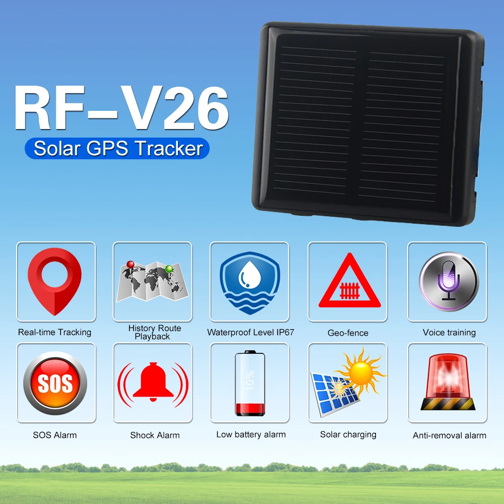 RF-V26 Pet GPS трекер для коровы собаки лошади SOS geo-загородка устройства слежения локатор в реальном времени солнечного света