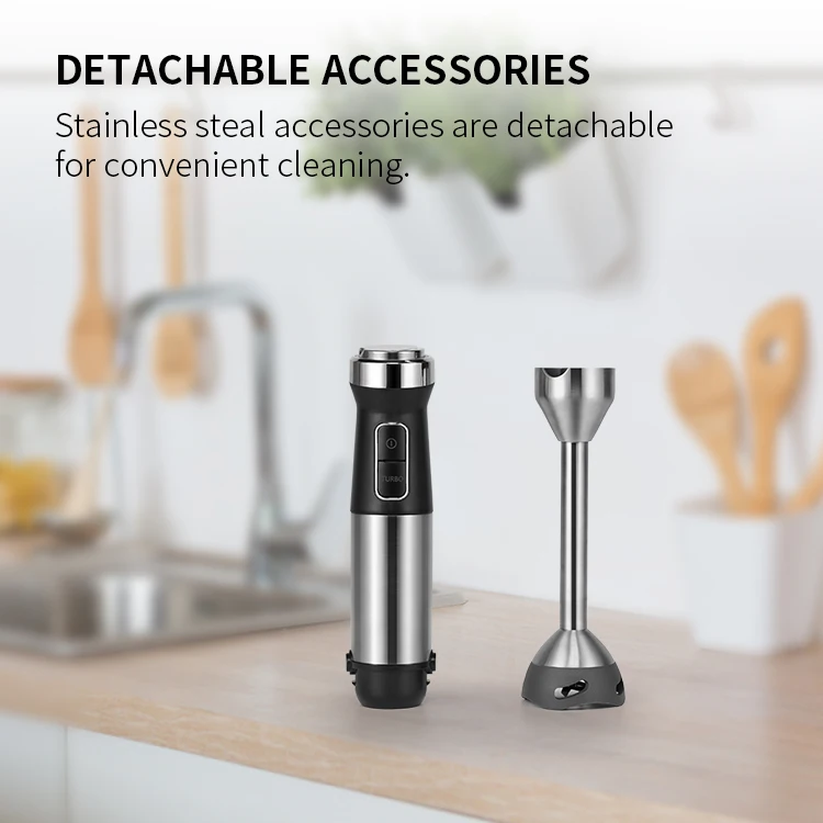 Adjustable Speed Stick Blender Beaker Chopper Whisk Frother for Soup Sauce Baby Food Stainless Steel Hand Fruit Blender