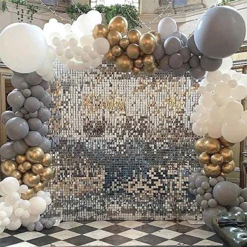 Свадебные декоративные панели блестящие серебряные блестки мерцающий настенный фон Рекламный фон квадратные блестки мерцание стеновые панели