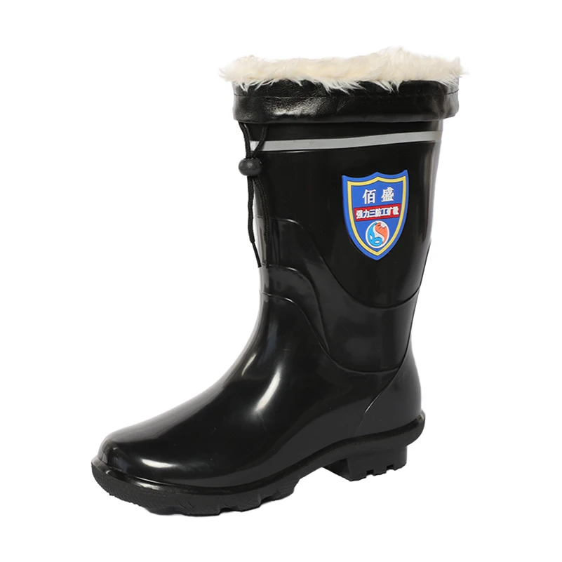 Factory Customized Thickened Warm Cotton Lining Pvc Rain Boots Waterproof Non-Slip Cheap Rain Boots