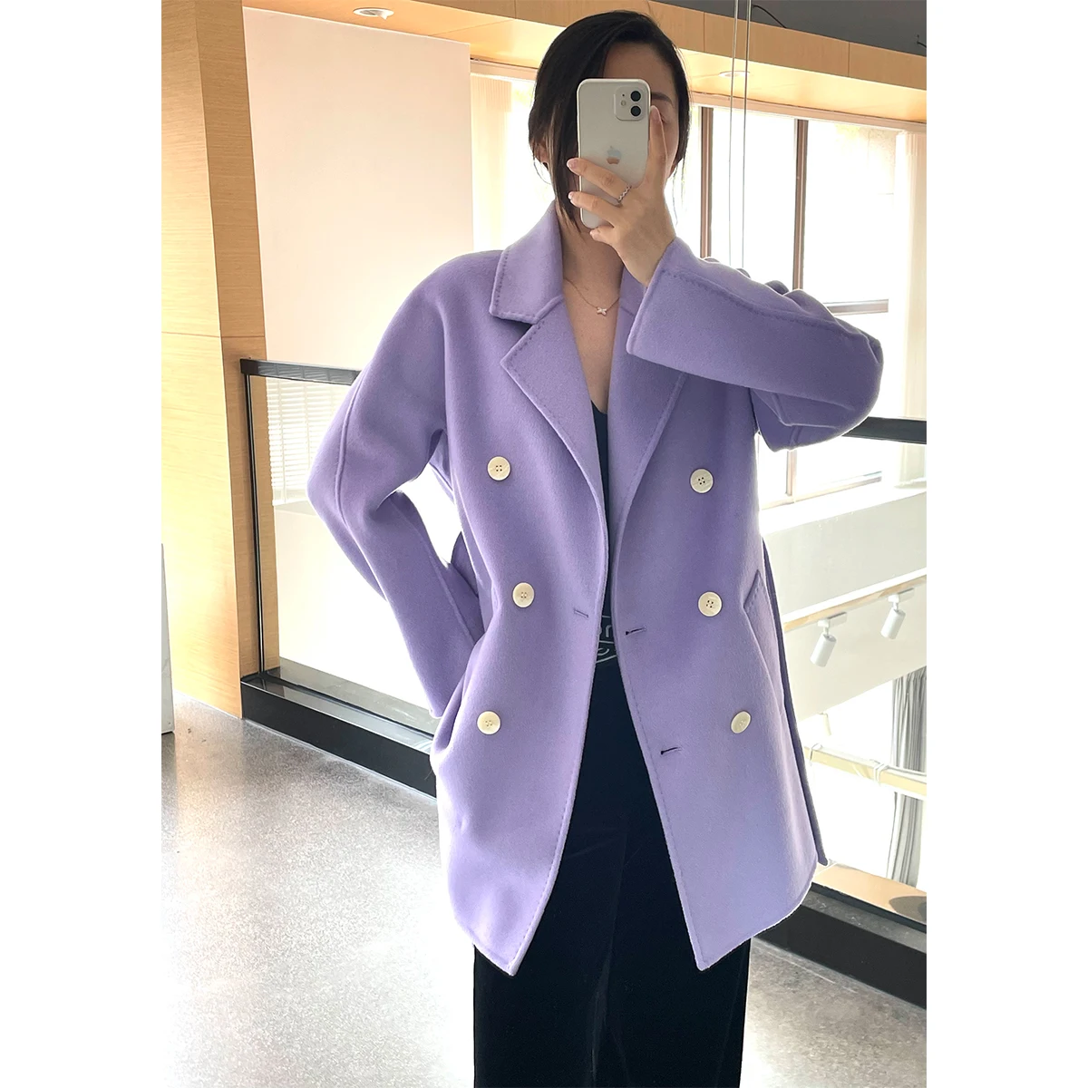 ODM 12.8%Cashmere,Customized Wholesale Women Cashmere Parka Winter Coats For Ladies Women(2206)