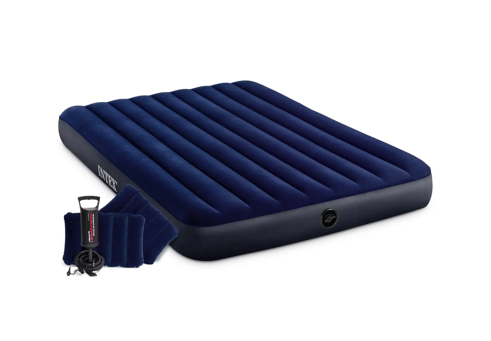 INTEX 64765 Indoor Classic Downy Airbed with Hand Pump Queen Inflatable Mattress Airbed