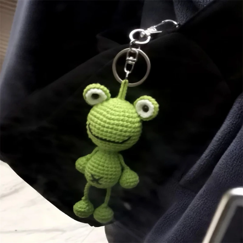 Funny Crochet Custom Amigurumi Little Animals Keychain Crochet Frog Crocheted Frog Keychain