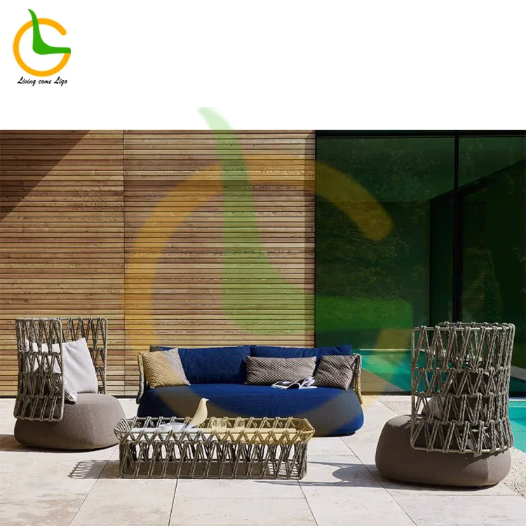 Patio All-weather Rope Woven indoor gardening tools metal garden sets outdoor furniture lounge garden sofa