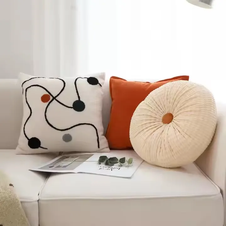 Round Brown Cushion Comfortable Seat Moadern Style Velvet Throw Pillow For Floor Chair Livingroom