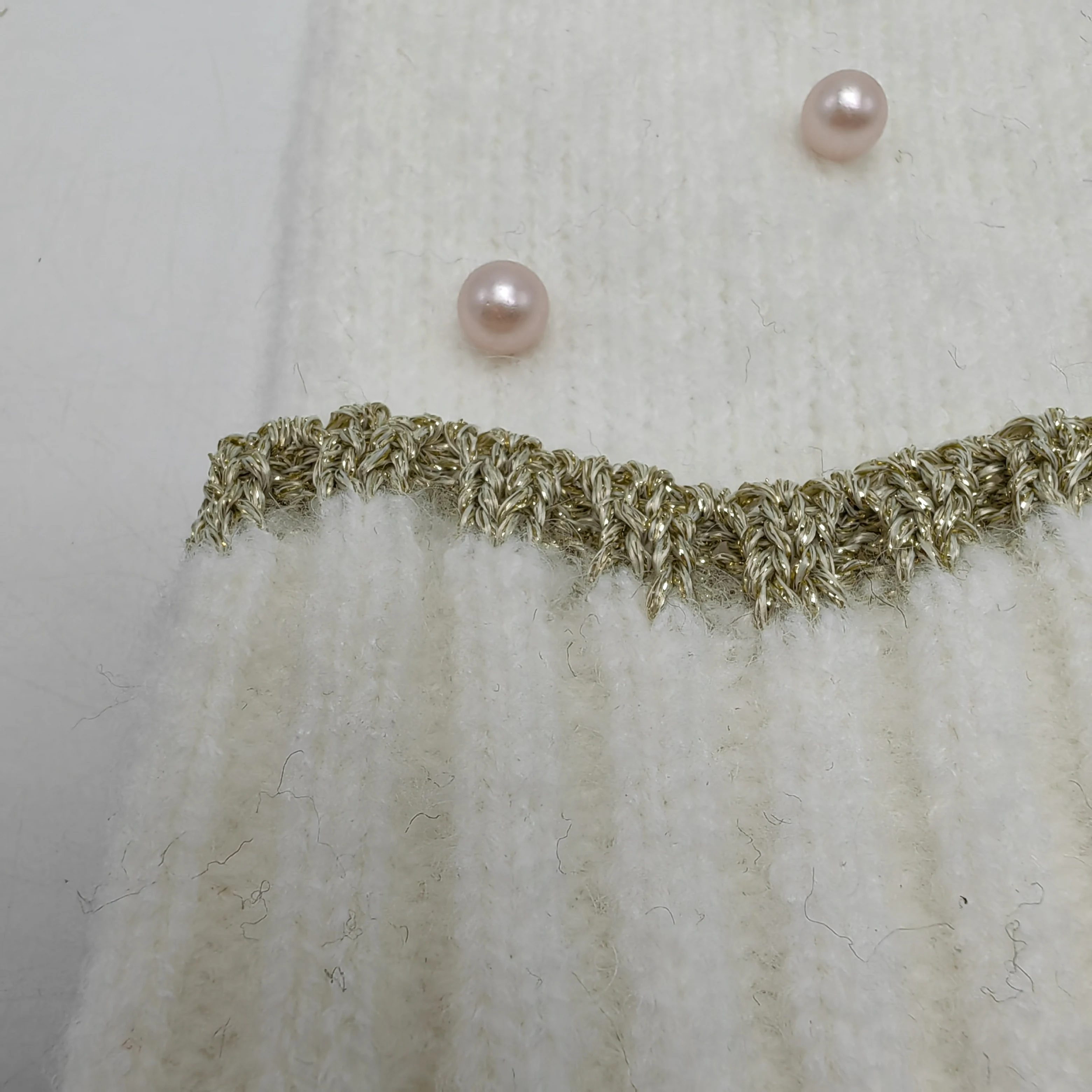 ALLCH Kids Winter Fashion Knitted With Pearls Lurex Edge Cuff Fur Pompom Beanie Hat