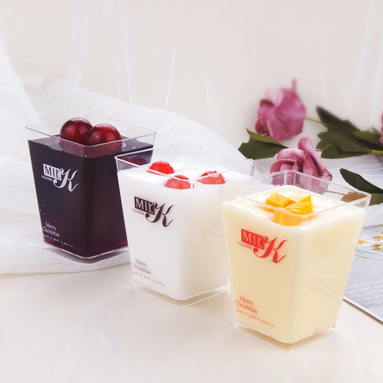 Hot Sale 5oz PS Clear Plastic Dessert Cup with Lid,Customizable Disposable Mousse Cake Plastic Cup Container