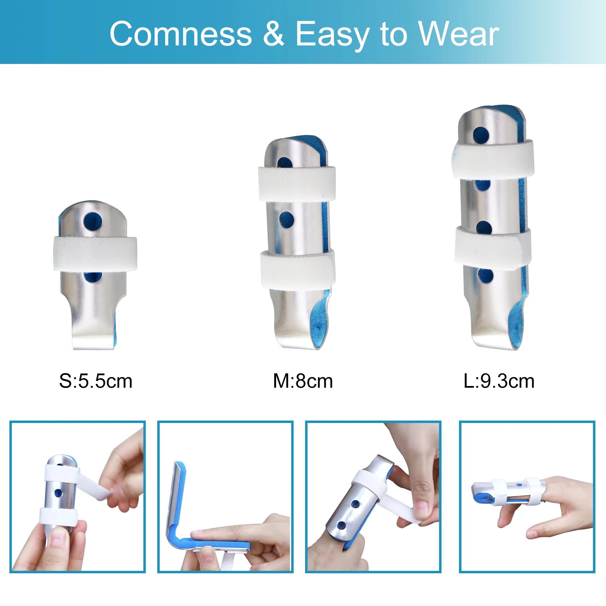 Adjustable Medical For Straighten Fracture Broken Aluminum Pinky Metal Middle Index Finger Splint Support