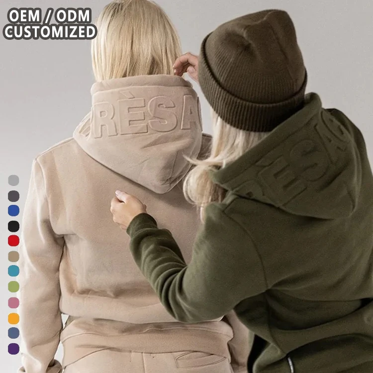 OEM Manufacturer High Quality Unisex Emboss 100% Cotton Logo Custom Printing 3D Embossed Hoodie