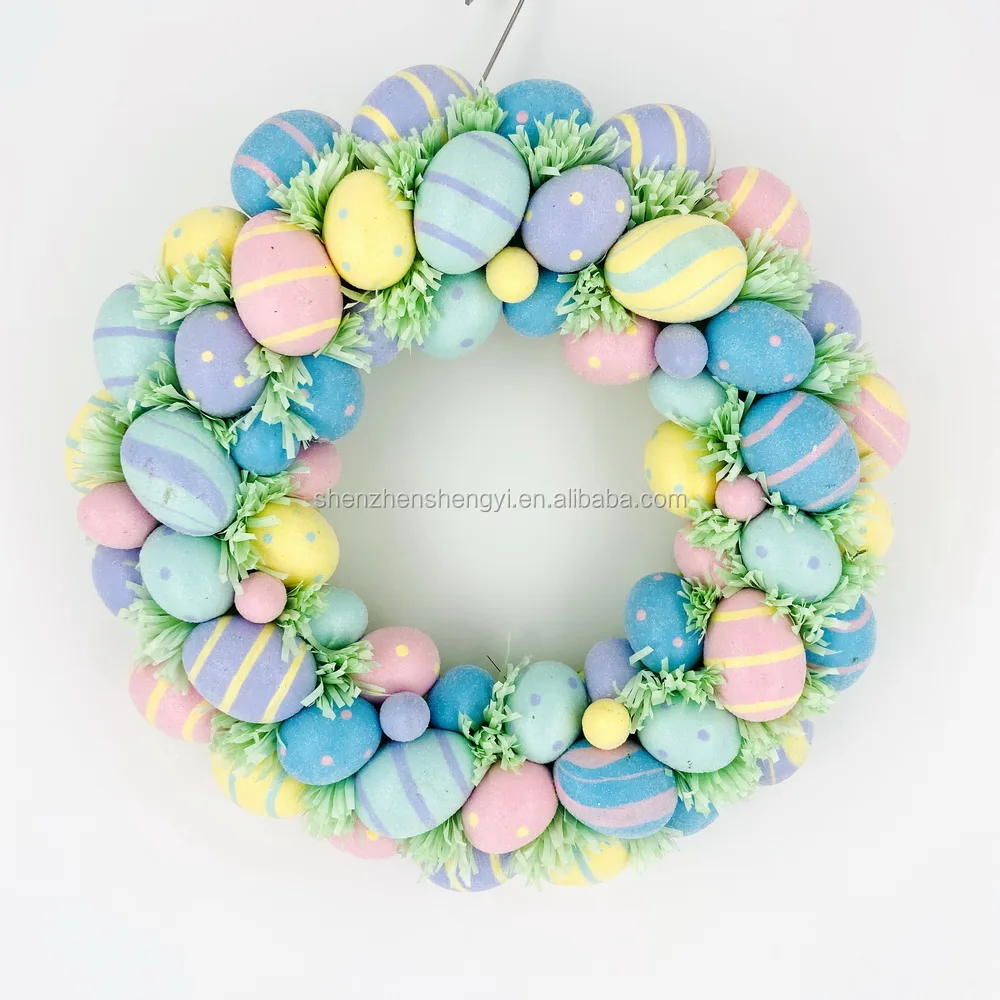 
Wholesale custome 2021 NEW design indoor decorations supplies blue Artifical Easter eggs wreaths 