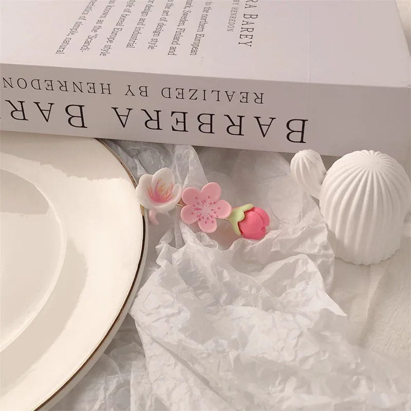 ShangHai Pink And Tender Peach Blossom Duckbill Clip Hairpin Headdress Sweet And Cute Flower Hairpin Girl Bangs Broken Hair Clip