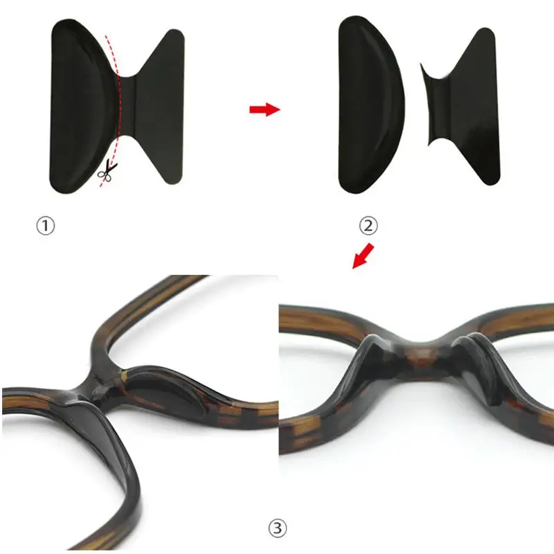 Optical Accessories Adhesive Silicone Anti slip Stick on Eyewear Glasses Nose Pads