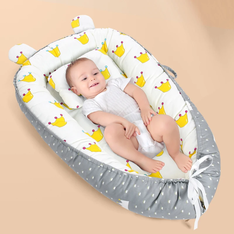 Reversible Co Sleeping Baby Lounger Portable Baby nest Ultra Safe Feeling to Cuddle Newborn Protect Infant Spine Crib&Bassinet