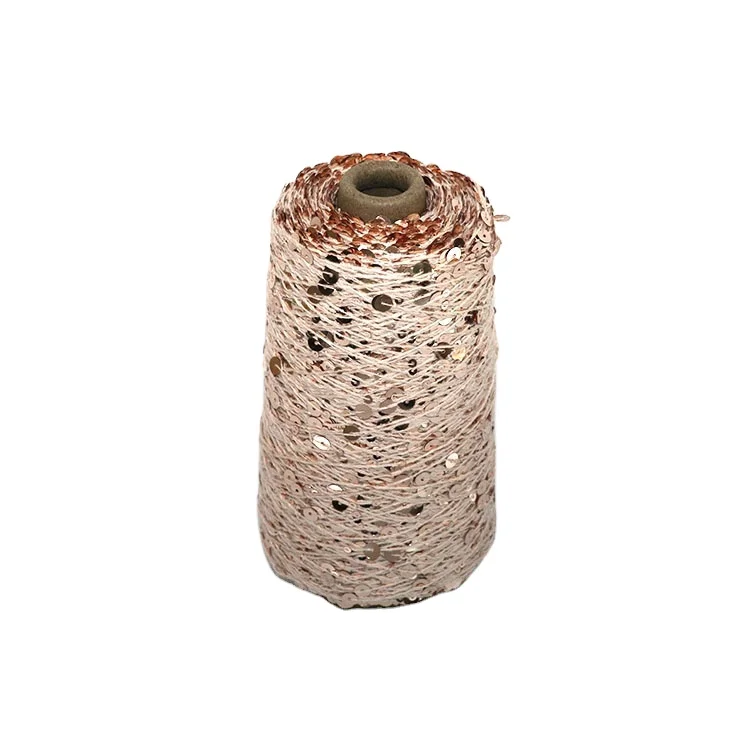 
2.5 count Cotton Multipurpose paillatte silver sequin yarn fancy yarn for hand knitting yarn 
