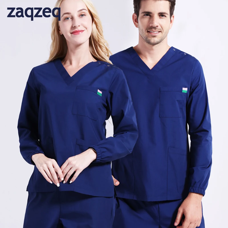 Cyalaa China Wholesale Hospital Uniform Suit Long Sleeve Unisex Medical Scrub Uniform Sets Clinic Sets Nursling Top +Pant
