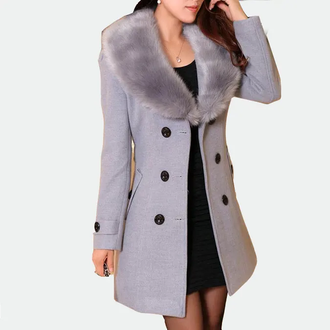 Женское шерстяное пальто с большим меховым воротником, двубортное Женское пальто, длинное пальто, зима 2019