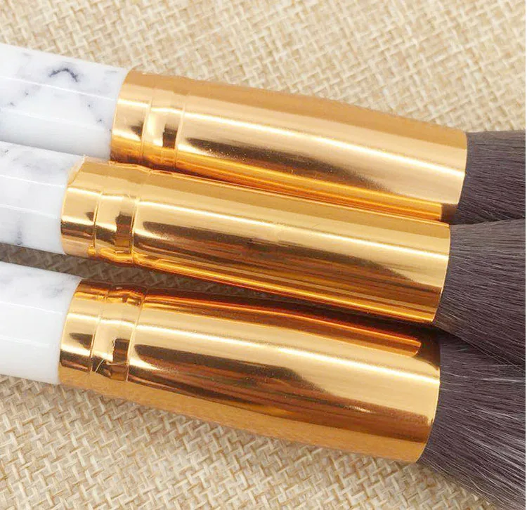 Saiyii Wholesale 10Pcs White Marble Makeup Brush Super Soft Professional Powder Eye Shadow Brush Set Makeup