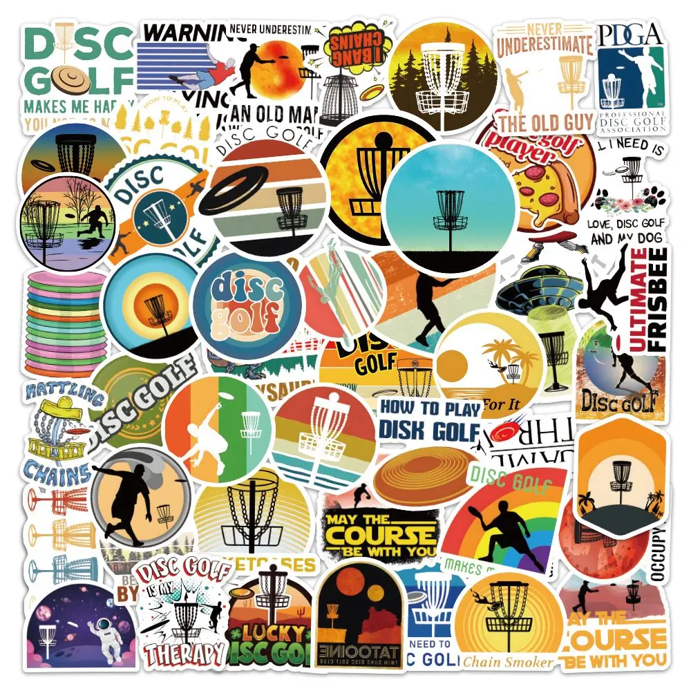 custom 100pcs disc golf cartoon stickers vinyl luggage laptop guitar waterproof bottle decoration outdoor sport stickers