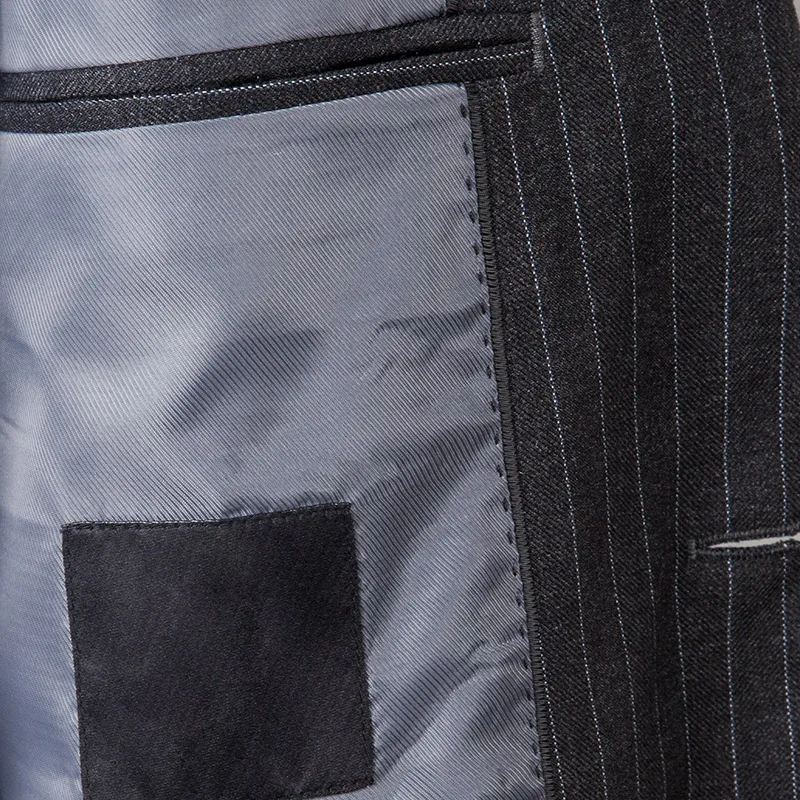 Деловые костюмы для мужчин рабочая одежда работы в офисе с черными полосками Униформа полностью Воздухопроницаемый мягкий против морщин и усадки