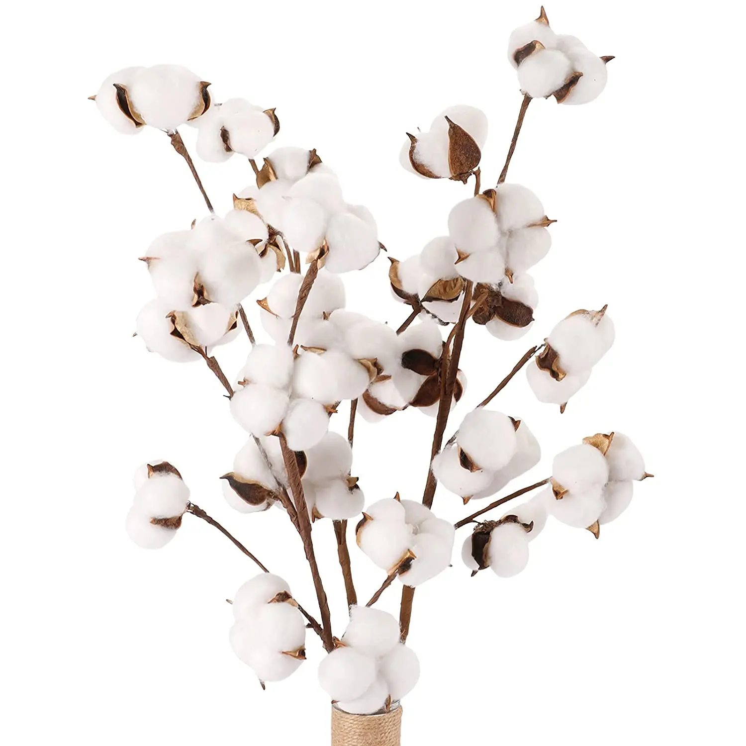 3 Pack Cotton Stems Total 30pcs Cotton Flower Balls 23 Inch Stalks Farmhouse Flowers Fake Cotton Floral Stems Decoration