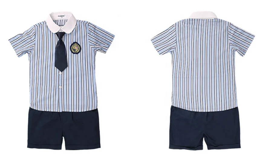 Summer New Short Sleeve School Uniforms 2020 Popular Customized for Children High Quality Short Sleeve Shirt Set Custom OEM ODM