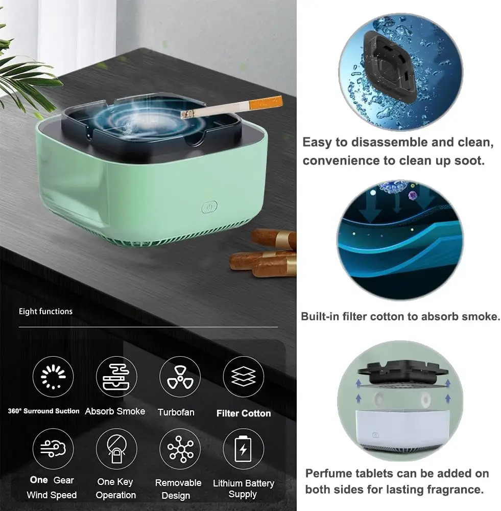 Direct Suction Smokeless Ashtray 360 Degree Surround Negative Ion Air Purifier Automatic Shut-down Ashtray Air Filter for Home