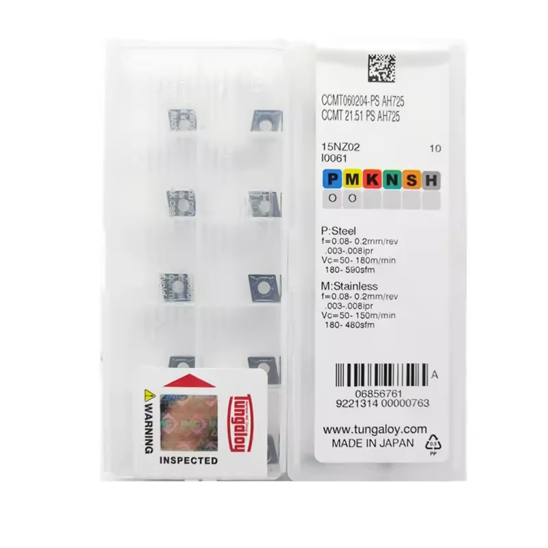 Tungaloy CCMT060202 CCMT060204 CCMT060208 CCMT09T302 304 308 CCMT120404 08-PS PSS AH725 AH8015 MPJ350 NS530 T9215 CCMT Cutting