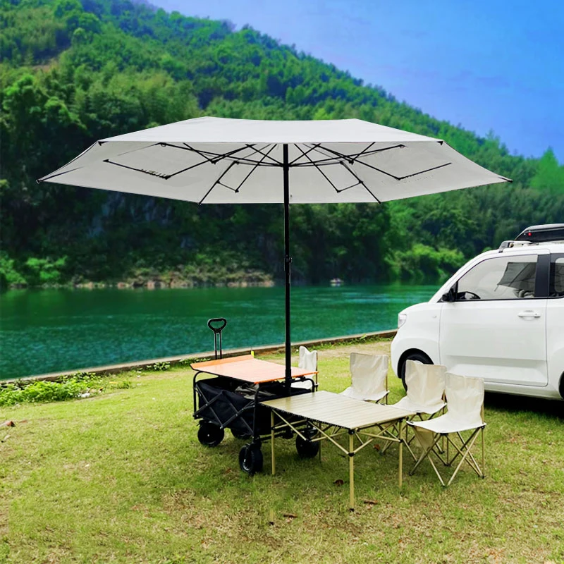 Heavy Duty Portable Collapsible Beach Cart With Big Wheels for Sand Camping Trolley Large Capacity Folding Wagon Cart umbrella