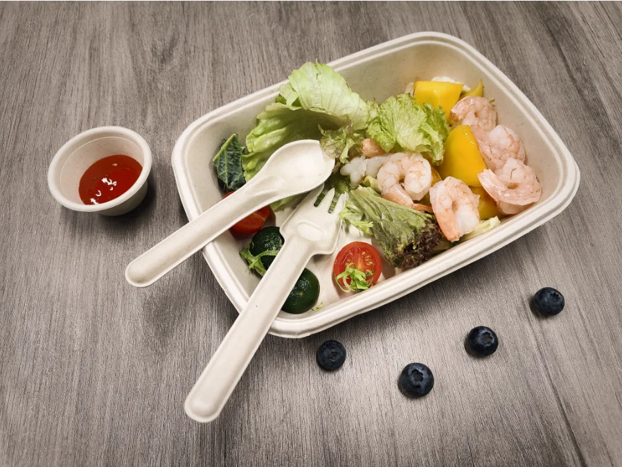 Disposable Tableware Biodegradable Waterproof Cutlery Set Food Serving Soup Bagasse Chinese Spoon