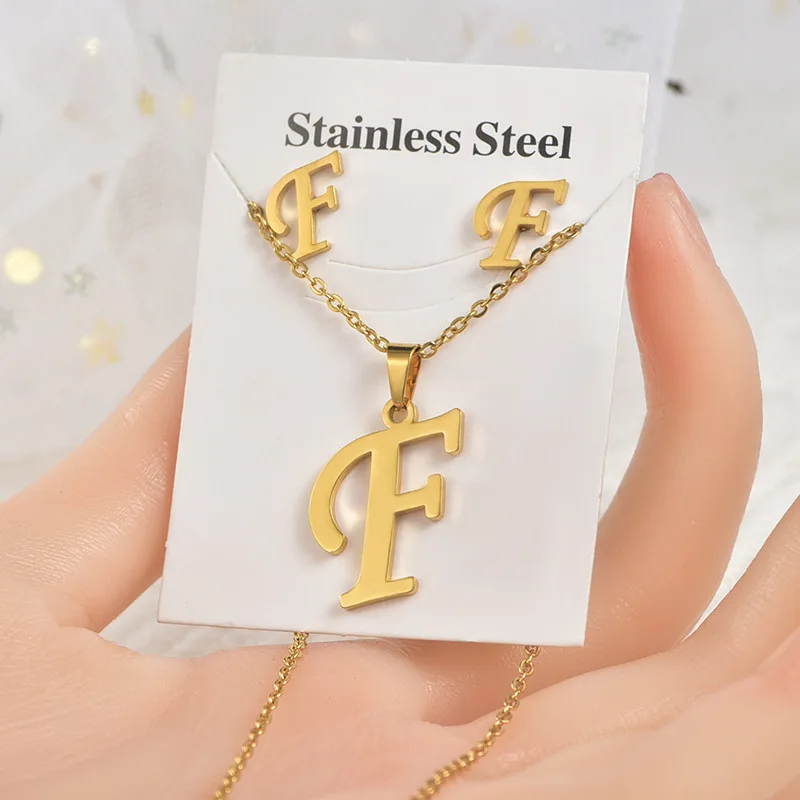stainless steel letter Pattern Earrings for Women Vintage round Big Earrings set jewelry wholesale NS8063821