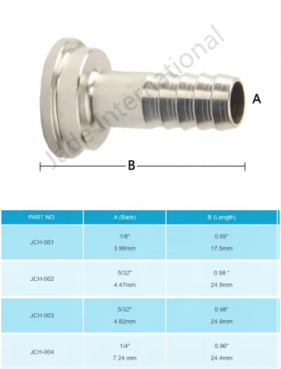 Sanitary Stainless Steel Beer Shank Piping Stem Barb Fitting part