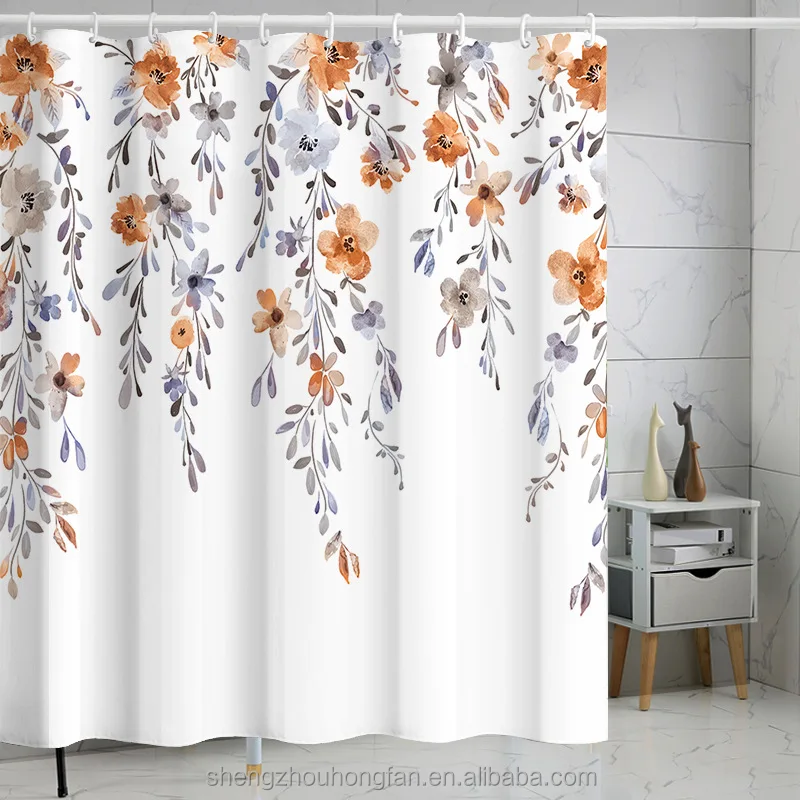 Shower Curtain, Green Shower Curtains for Bathroom, 3D Printing Washable Waterproof Cloth Plant Leaf Fabric Shower Curtain