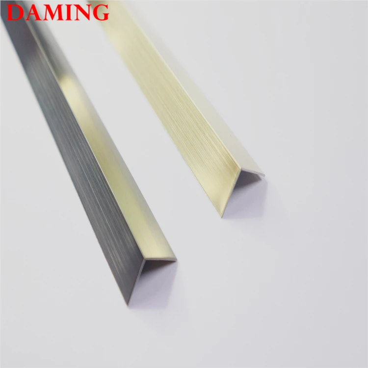 
customized surface satin brass stainless steel profiles l shape angle tile edge trim 