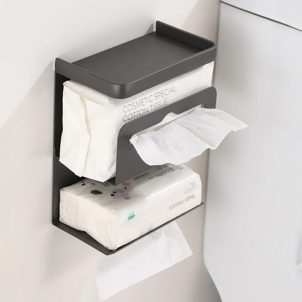Space Aluminum Self Adhesive toilet paper holder with shelf 3 tiers toilet paper holder toilet tissue holder