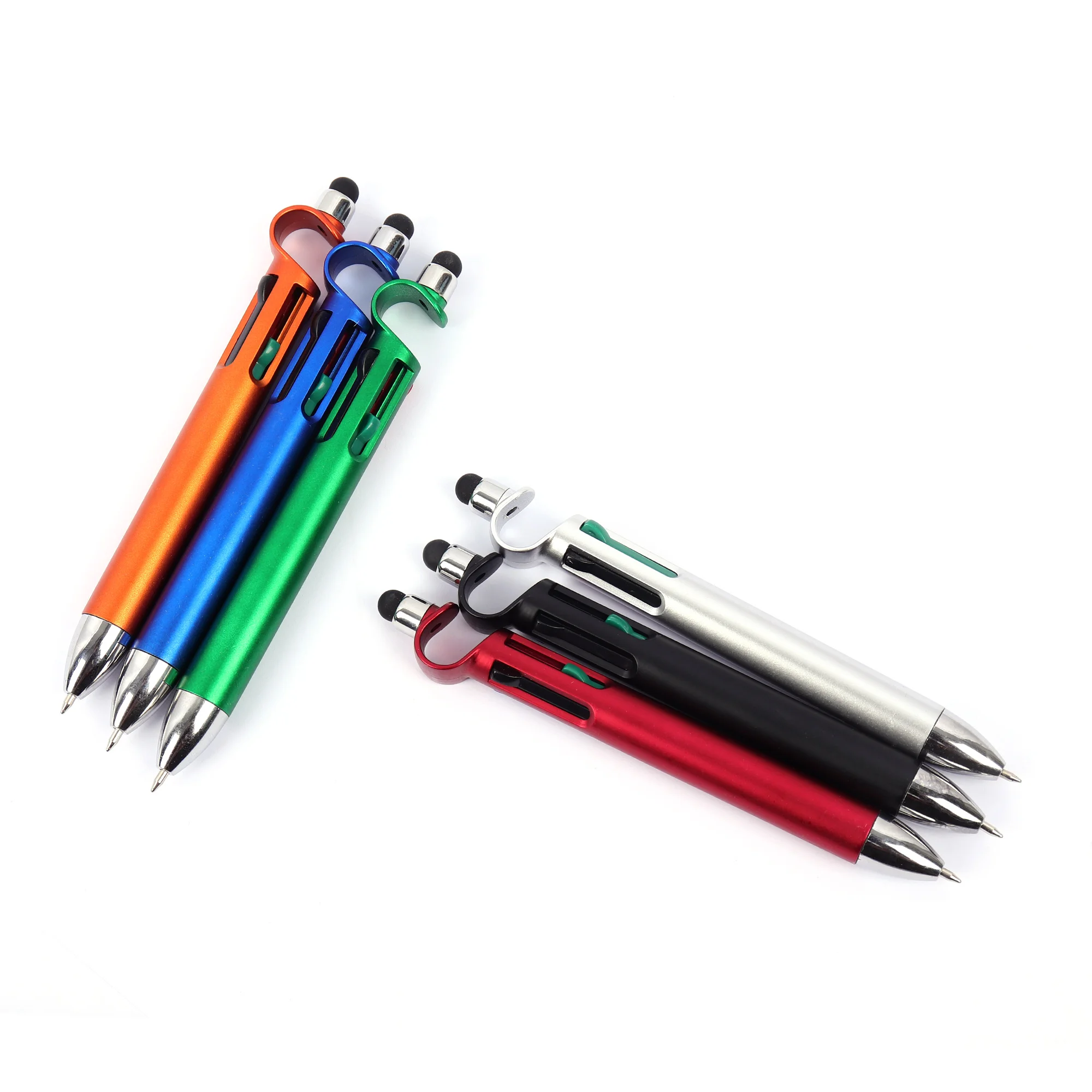Wholesale screen soft touch stylus pens phone holder office gel pen  Multi-Color 3 in 1 multi function pens with custom logo