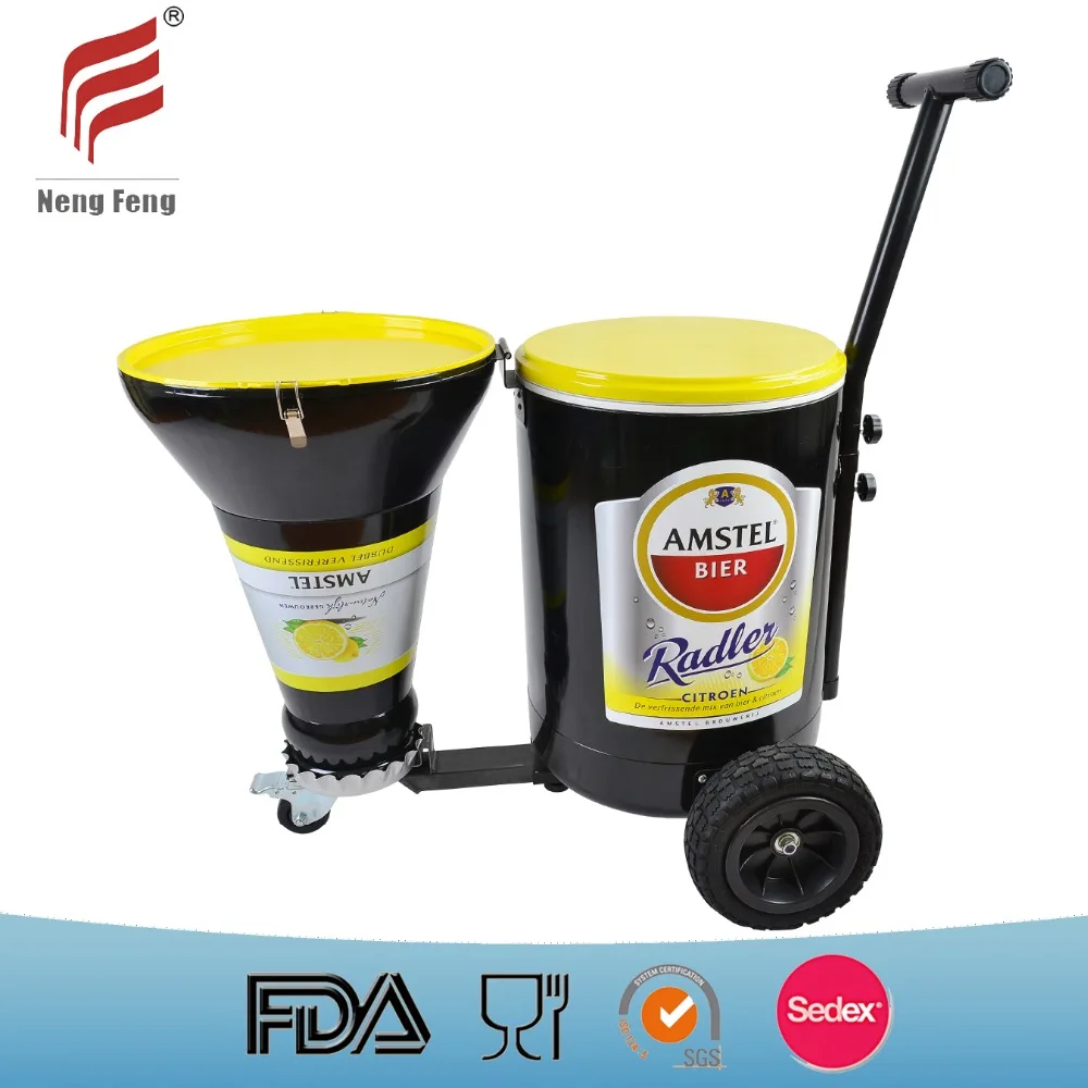 2022 ice bucket  Outdoor Heavy duty Commercial Portable Trolley Barrel Offest Charcoal BBQ Grill Smoker cooler box with wheels