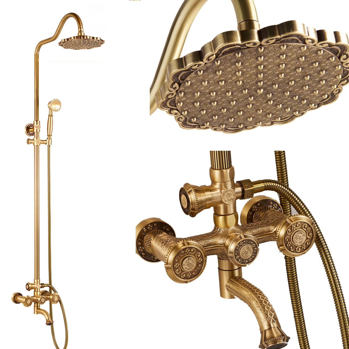 
Bathroom brass rain shower faucet set washroom shower bath gold set 