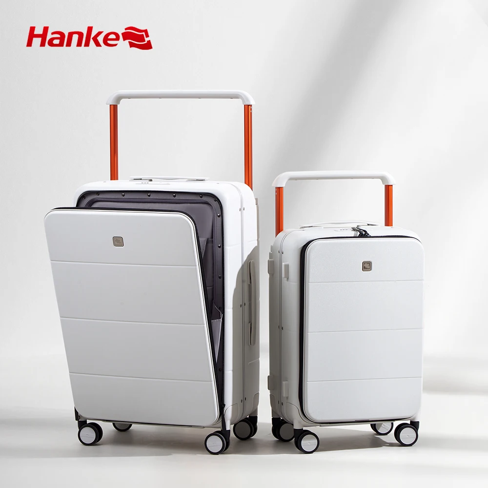 Hanke Travel Aluminum Trolley Front Opening Luggage Hard Shell Cabin Carry-on Travel Bag Suitcases Sets