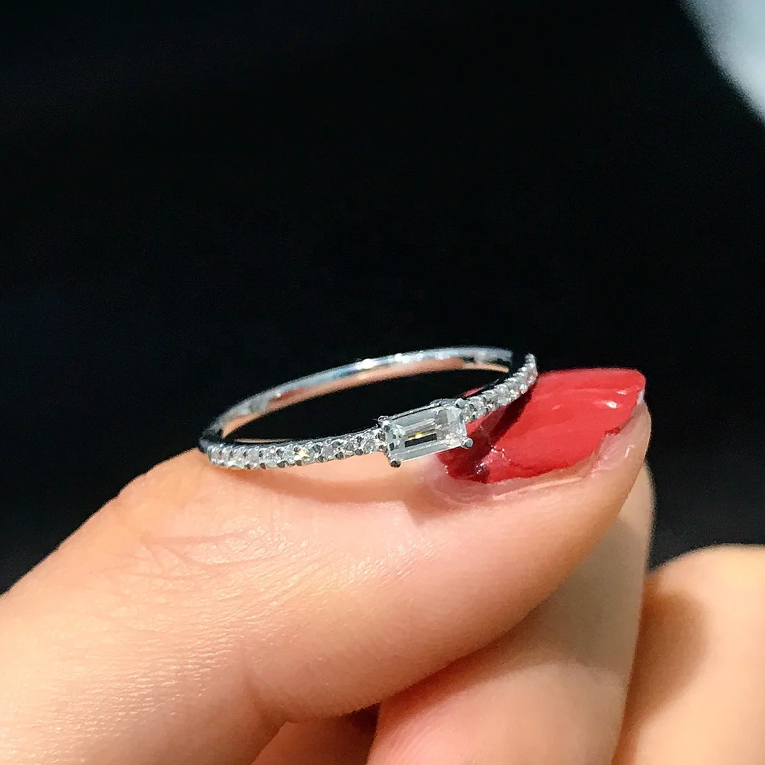 Xinfly Anti Tarnish 0.26ct White Sapphire 18k Real Gold Engagement Wedding Diamonds Gemstone Fashion Jewelry Finger Rings