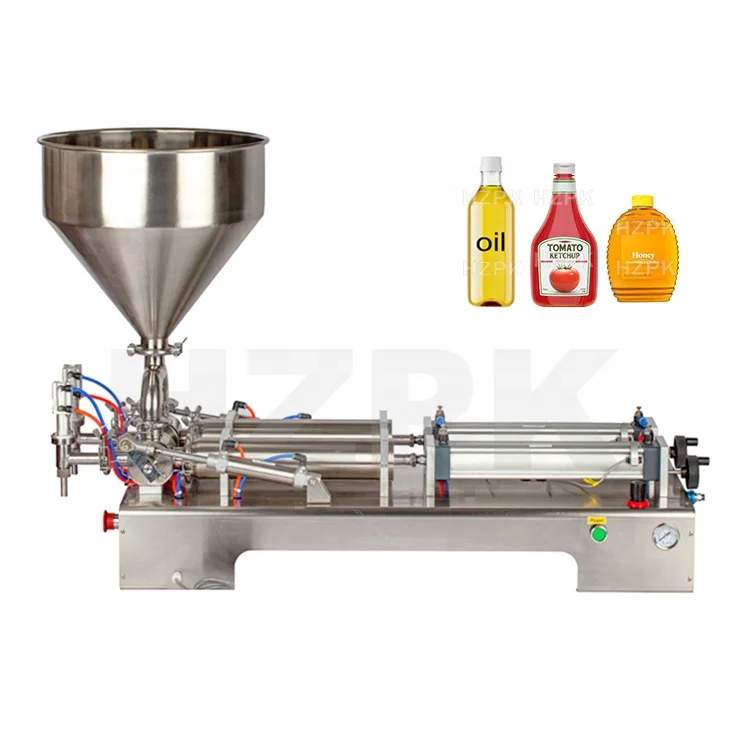 HZPK G2WGD Stainless Steel Semi Auto Liquid Double Head Paste Cream Piston Filling Paste Machine 2 Heads