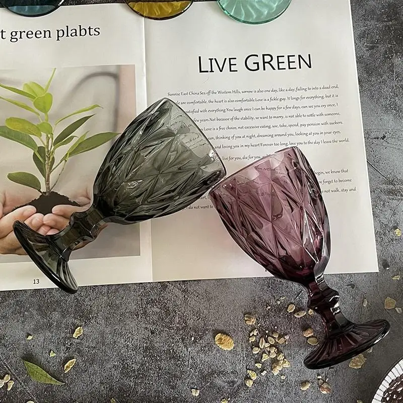 Hot High Quality Stemless Logo Custom Engraved Luxury Crystal Wine Glasses Vintage Colored Drinking Vintage Glass Goblets