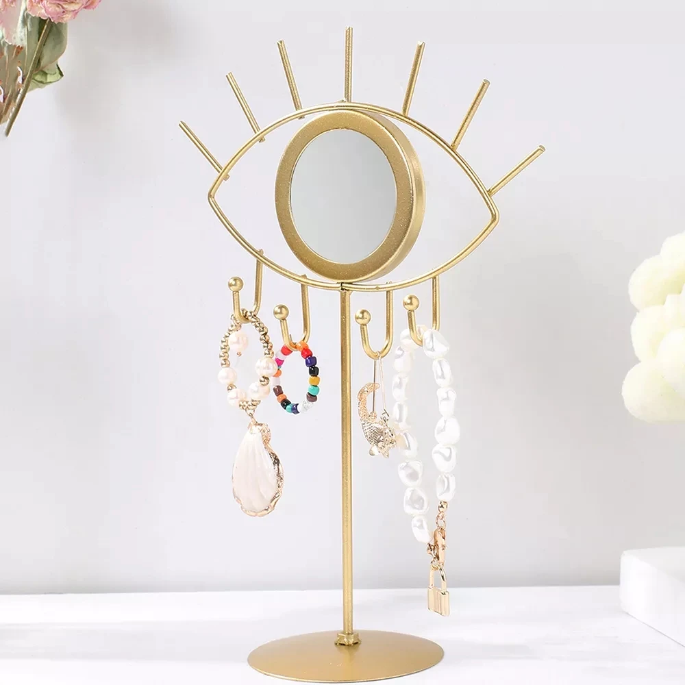 Makeup Mirror Evil Eye Shape Vanity Mirror Hanging Jewelry Display Holder Stand Storage Home Room Decor
