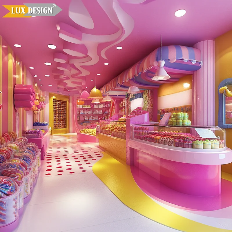 Colorful Commercial Retail Boutiques Retail Candy Kiosk for Sale Candy Display Racks for Store