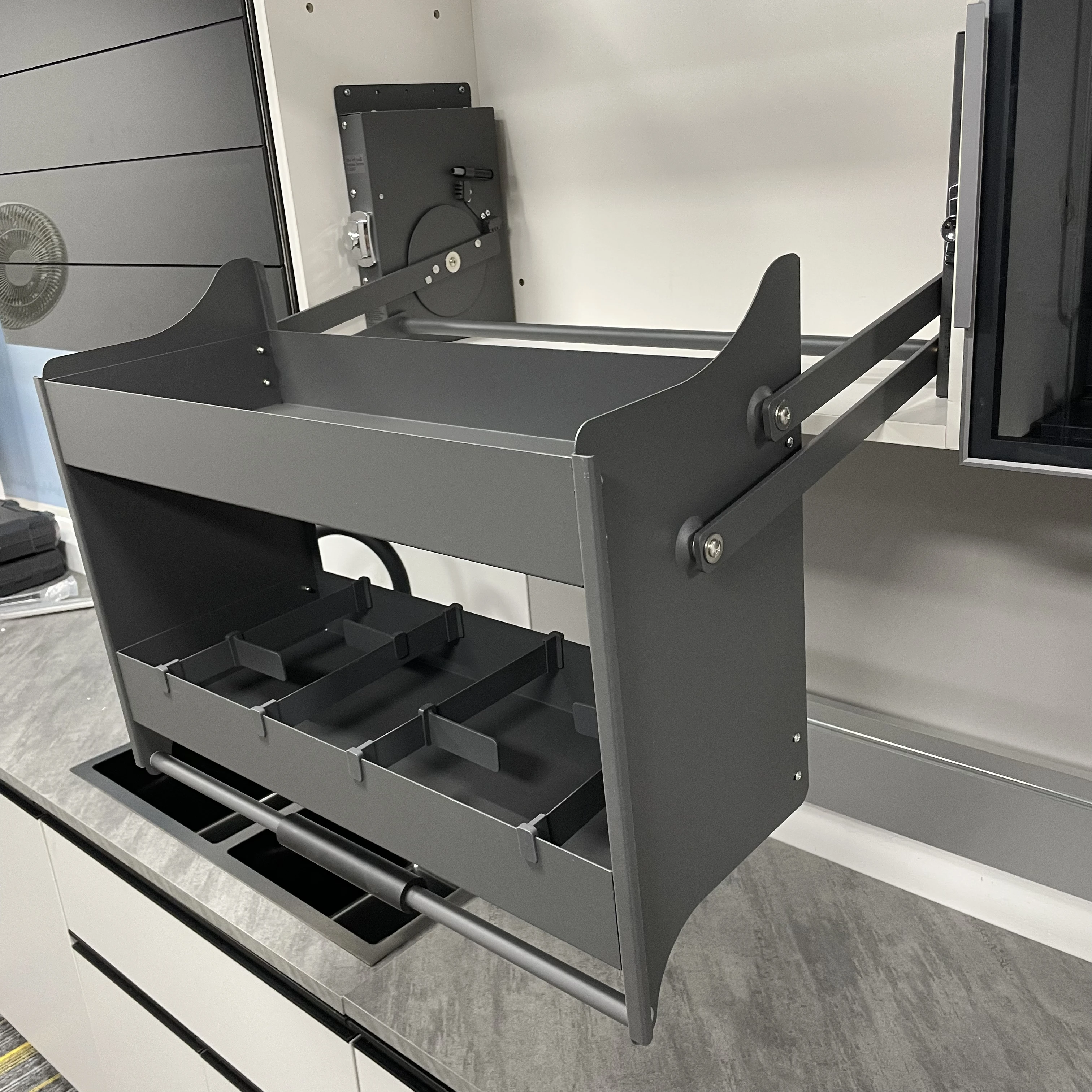 Soft Close Pull Down Overhead Cabinet Storage  2 Tier Wall Cabinet Unit